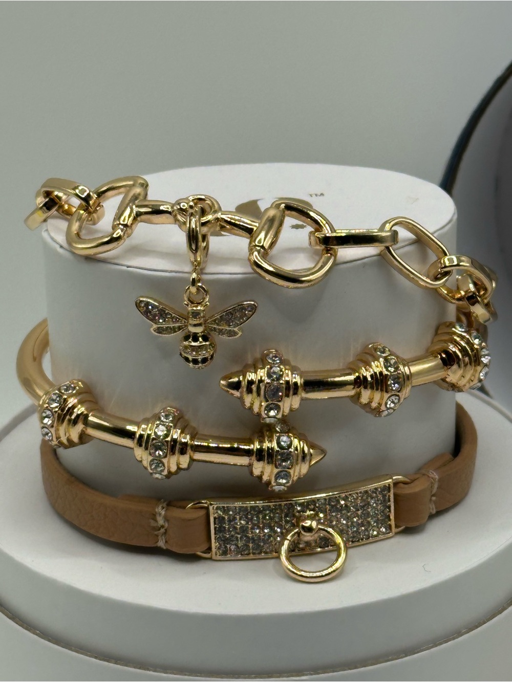 Gold-Tone Bee Charm & Crystal Accent Bracelet Set - Women Jewelry